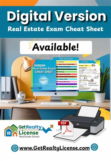Pass your real estate exam smarter 📚💻 Our Real Estate Exam Cheat Sheet is now available in a DIGITAL VERSION so you can study anywhere — at home, on your phone, during lunch breaks, or while doing practice questions. Perfect for anyone preparing for the national real estate exam and state exam prep. ✔️ Easy-to-follow real estate exam study guide ✔️ Key terms, contracts, math formulas, agency, financing & more ✔️ Great for PSI & Pearson VUE exam prep ✔️ Designed for busy future real estate agen