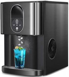 Auseo Soft Chewable Nugget Ice Maker Countertop, 44lbs /24H, Self-Cleaning, One-Button Operation, Home/Kitchen/Office/Party, Black