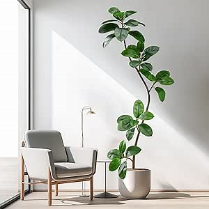 6ft Artificial Rubber Tree Faux Plants Indoor Faux Floor Artificial Trees Indoor,Fake Plant Fake Tropical Plants,Large Floor,Real Touch Rubber Tree for Home Decor