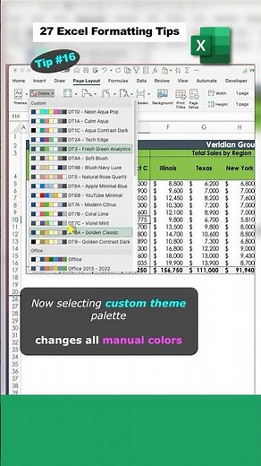 Excel Formatting Tips - Tip 16 - Use Theme Colors #shorts