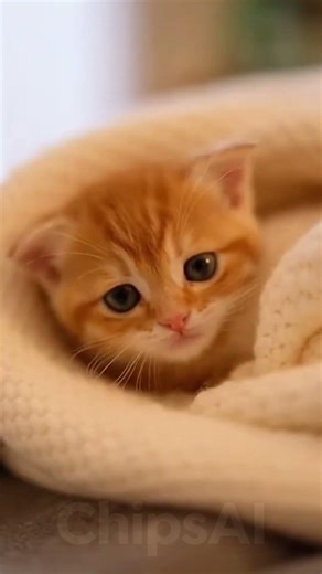Tiny Kitten vs Cozy Blanket Pile 🐾🧡 #kitten #orangetabby #cute #fluffy #cozy #pets #catsoftiktok