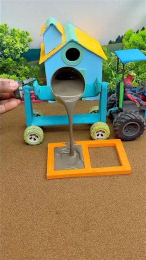 😱 Real Working Mini Tractor Making Cement Pillar | Amazing DIY Construction Machine 🚜#shorts
