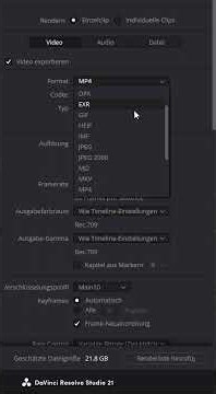 Resolve Export Videoeinstellung Extremste Qualität