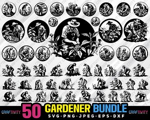 Gardener Silhouette Vector Bundle (svg, Png, Jpg, Eps, Dxf) - Etsy