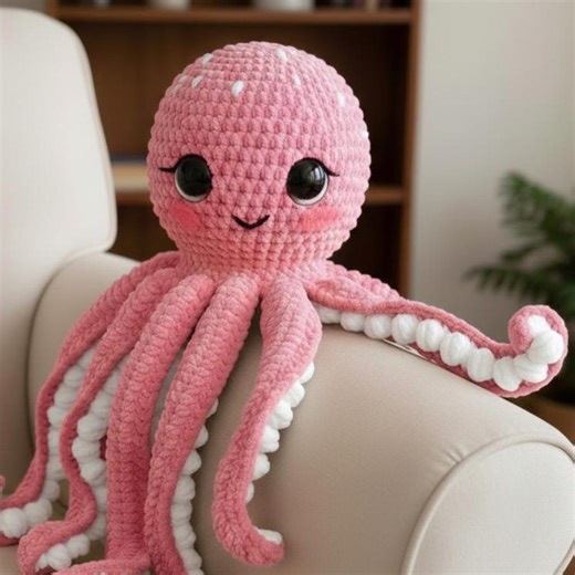 Crochet Octopus Pattern, Giant Amigurumi PDF, Pink Velvet Plushie Tutorial, Handmade Plush Animal Pattern, Beginner Friendly Crochet Gift - Etsy
