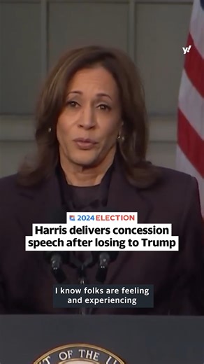 Kamala Harris delivered a concession speech in Washington, D.C., after she called Donald Trump to congratulate him on his victory in the 2024 presidential race. Read more: yhoo.it/4fh4tZu | Yahoo News
