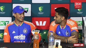 1.9M views · 54K reactions | Suryakumar Yadav and Abhishek Sharma press conference: On touching a trophy, Women's World Cup, more Suryakumar Yadav and Abhishek Sharma talk about the series win, touching a trophy and Women's World Cup title. #suryakumaryadav #abhisheksharma #indiavsaustralia #cricketnews #pressconference | The Times of India | Sports | Facebook