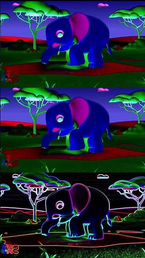 DARK Little Elephant STOMPING Sparta Remix ✨ | 3 layer audio FX + Neon Outline FX #shorts