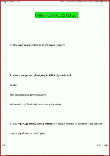 USPS Postal Exam 473 Questions and Answers Latest Verified Answers by Expert1334 new video
