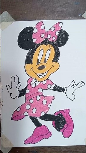 How to Draw Minnie Mouse Step By Step, Drawing Minnie Mouse Full Body, Disney Cartoon for kid #short
