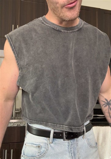 Fire Acid Wash Cropped Tank Top for Men