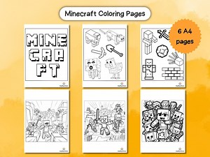 6 Printable Minecraft Coloring Pages, Coloring Book, Kids Activities, Colouring Pages for Kids, Colouring Book for Children, Digital File - Etsy