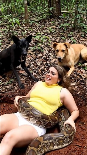 Oh my God! This woman was wrapped around a phyton snake in the garden #wildlife #snake #animals