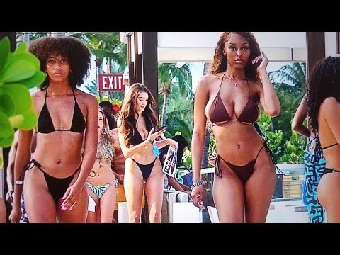 Slo Mo Two models walk in the Blacktape Project casting in Miami