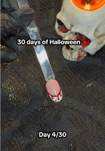 Blood drip nails 🩸 Day 04/30 #halloweennails #halloween #frenchtipnails #nailtutorial #fyp