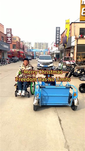 🎄 Merry Christmas — Freedom Has No Limits This electric wheelchair mobility tricycle is more than a vehicle — it’s a way to replace the legs and restore independence for people with disabilities. ✨ Merry Christmas! In the coming new year, we wish every wheelchair user the chance to find their own freedom, go outdoors confidently, and enjoy life without limits. 🚲 Designed for Wheelchair Users Specially built for people with disabilities Stable three-wheel design for safe riding Easy to use inde