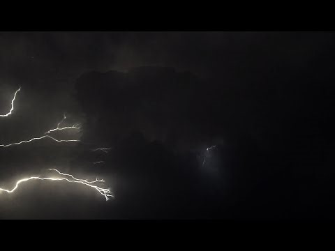 Dark Intense Thunderstorm Lightning Background At Night In 4k
