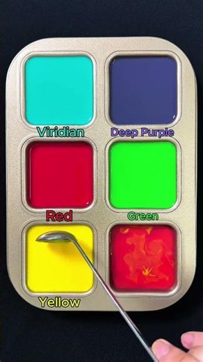 Create 3 colors from 3 colors: Viridian + Red + Yellow #asmr #mix #colormixing #mixing #colors
