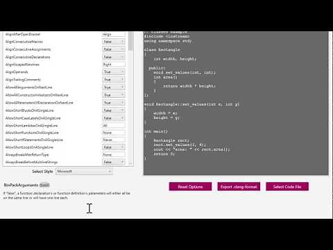 Clang Format Editor - Predefined Code Format Styles