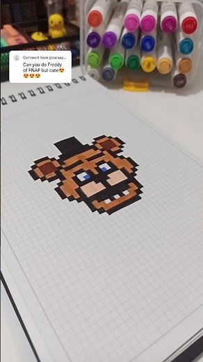 Freddy fnaf pixel art |easy pixel art ideas #art #pixelart #tutorial #youtubeshorts #fnaf #freddy