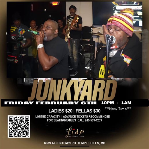 🥁✨ TONIGHT: HONORING A GO-GO LEGEND! ✨🥁 Join us TONIGHT at LISP RESTAURANT & LOUNGE as we celebrate the life and legacy of the incomparable WILLIE "HEAVYONE" GASTON on his heavenly birthday! In the heart of Black History Month, we pay tribute to a true pioneer whose beats shaped the sound of Go-Go. Experience the electrifying JUNKYARD BAND—GO-GO BAND OF THE YEAR—live on stage, bringing HeavyOne’s spirit to life with every beat. This is gonna be more than a show; it’s a living tribute to a lege