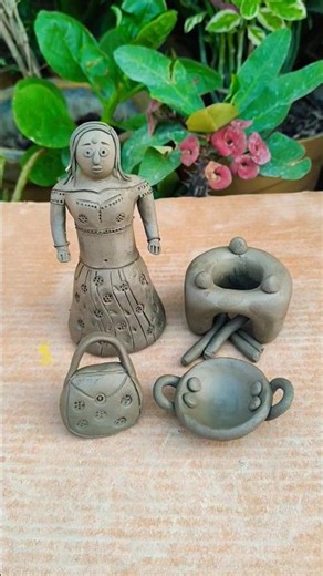 diy clay doll, #kitchenset #miniature #cookwaressets #clayart #clay #craft #art #claypot