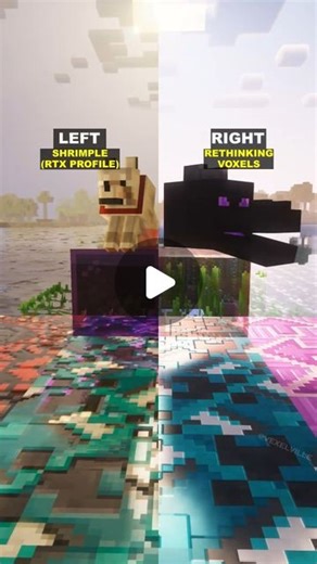 VexelVille - Minecraft Shaders on Instagram: "Colorful shiny floors in Minecraft? Comparing Minecraft shaders between Shrimple on RTX profile - by Null (left) and Rethinking Voxels - by gri573 (right). - #minecraftrtx #minecraftjava #minecraftrealistic #minecraft #minecraftshaders"