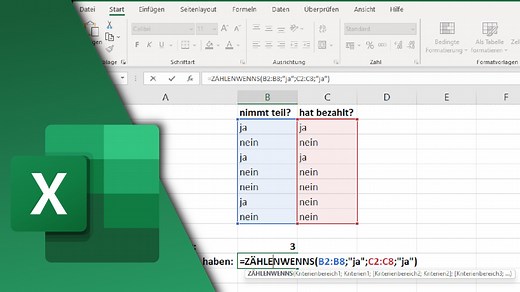 Excel-Zellen zählen mit „ANZAHL“ und „ZÄHLENWENN“