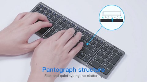 Portable Keyboard for Laptop with Numeric Keypad Foldable Keyboard Bluetooth for Laptop,Rechargeable full Laptop Keyboard Travel Keyboard for Laptop,Tablet,iPad,Phones etc,Up to 90 Days(Gray)