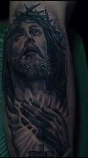 Jesus Portrait Tattoo | Black & Grey Realism at Sacred Ritual Tattoo Studio
