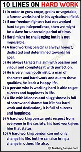 10 Lines on Hard Work in English for Children and Students of Class 1, 2, 3, 4, 5, 6