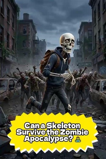 Can a Skeleton Survive the Zombie Apocalypse? 🧟‍♂️ #skeleton #animation #3danimation #cgi