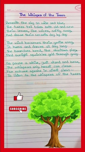 The Whisper of the Trees | A Beautiful Poem on Nature in English | Best Handwriting Poetry