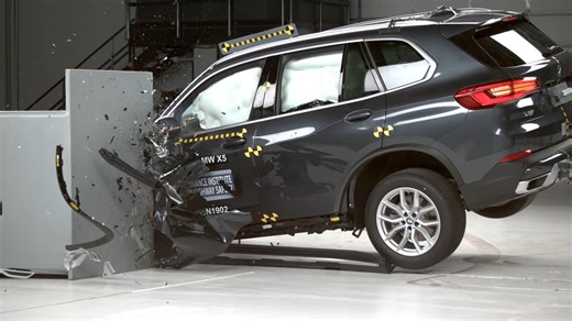 #FlashbackFriday | Watch as the 2019 BMW X5 goes through the driver-side small overlap test. Earlier this week, IIHS awarded the 2025 X5 with a TOP SAFETY PICK award. In addition to scoring well in crash tests, the 2025 model scores top marks for pedestrian front crash prevention and comes standard with acceptable-rated headlights. The good rating in this driver-side small overlap test applies to 2019-2025 models. Browse the full ratings here: https://go.iihs.org/2025X5 | Insurance Institute for
