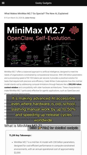 🧐👉 Why MiniMax M2.7 Is Disrupting the AI Game: Cost, Power, and Global Impact #QixNewsAI