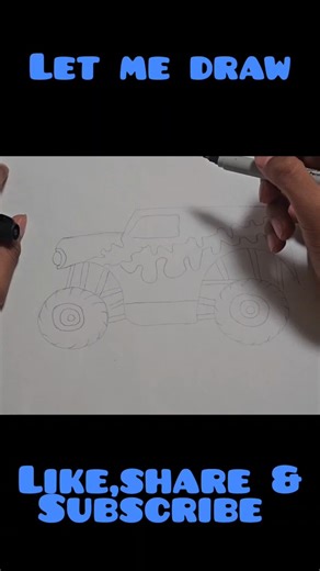 Monster Truck Drawing Tutorial with Colored Pencils#let me draw