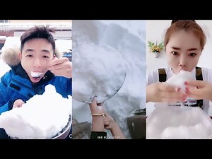 REAL SNOW ICE EATING ASMR | BIG SOFT SNOW BITES