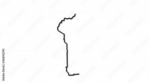 Benin map, country territory outline self drawing animation. Line art. White background.