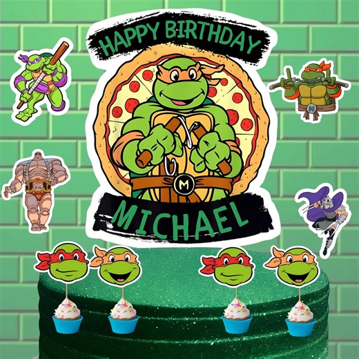 Ninja Turtles Personalized Cake Topper: Custom Kids Birthday Decor (digital Download) - Etsy