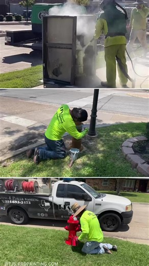 Refreshing Fire Hydrants with Sandblasting and Painting