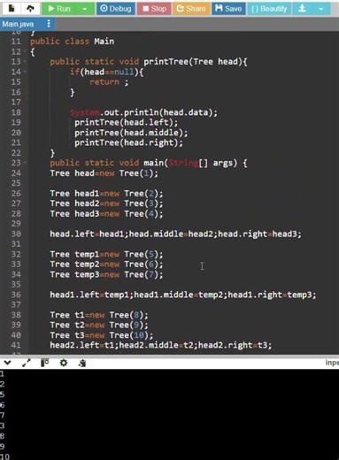 Tree Traversal (Left-Middle-Right) using Recursion
