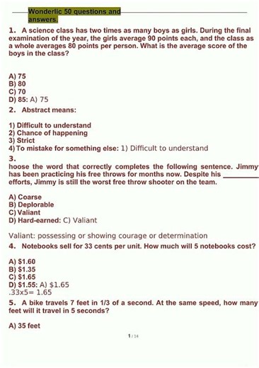Latest Wonderlic Practice Test Questions and Answers Graded A1304 video