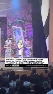 ICÔNICOS! ✨ Neste domingo (30), a sessão do musical “Beetlejuice” em São Paulo virou praticamente um crossover do Multiverso Brasileiro. Sandy estava na plateia, acompanhada do pai, Xororó, quando de repente… adivinha? Eduardo Sterblitch, totalmente montado de Beetlejuice, puxou a cantora e a fez cantar “A Lenda” no meio da cena! Dois shows pelo preço de um, hein?! (🎥: @areviewmusical) | Hugo Gloss