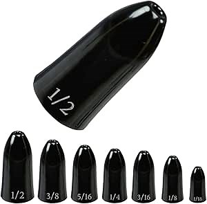 Reaction Tackle Tungsten Worm Weights for Bass Fishing - Bullet Shaped Sinkers/Fishing Weights - for Texas Rig and Carolina Rig/Size Stamped