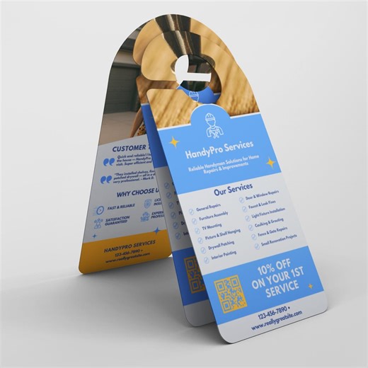 Handyman Door Hanger Template, Editable Design for Contractor Marketing Materials, Services Flyer for Home Maintenance Technician - Etsy