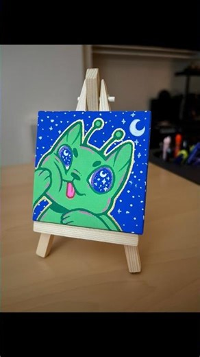 Alien Kitty available! #aliencat #alienart #minipainting #cutecatshorts #artfyp #artshorts #canvas