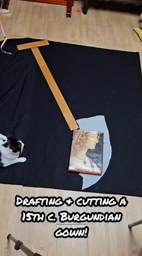 I'm making a new freshly patterned 1470s style Burgundian gown, in the silkiest, shiniest most luxurious black wool I've ever touched in my life. Here I am drafting the skirts from the bodice pattern that I just recently reworked and cutting the thing out. Now I just have 40 ft or so of seams to sew by hand. 😅 #sewing #making #medievalgown #MySCA #medievaldress #howto #15thcentury #burgundian #dressmaking #creating #handmade #reenactor #reenactment #livinghistory #DIYProjects | The Creative Con