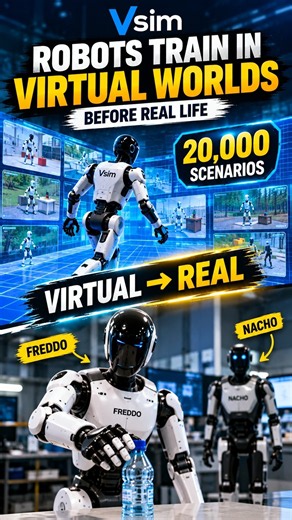 How Robots Train in Virtual Worlds Before Real Life 🤖 Vsim, Freddo & Nacho