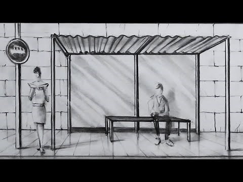 How to Draw a Bus Stop: Easy Perspective Pencil Drawing for Beginners