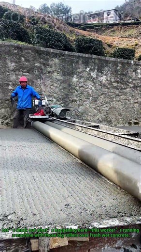 This Roller Flattens Wet Mix Like a Pro (No Lumps!) #RoadConstruction #BuildSiteHacks